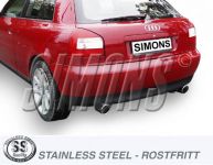 Simons Edelstahl Duplex Sport Auspuffanlage 2x100 mm rund fr Audi A3 (8L) Turbo 1.8T/1.8Ti/1.9TDI Baujahr 96-5/03