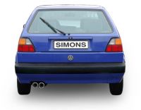 Simons aluminierte Stahl Sport Auspuffanlage 2x80 mm rund fr VW Golf II GTI 16V Baujahr 85-91