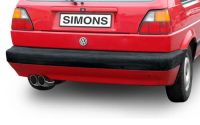 Simons aluminierte Stahl Sport Auspuffanlage 2x76 mm RS Look fr VW Golf II GTI 16V Baujahr 85-91