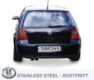 Simons Edelstahl Sport Auspuffanlage 2x80 mm rund fr VW Golf IV Turbo 1.8T/1.9TDI/1.9SDI Baujahr 96-