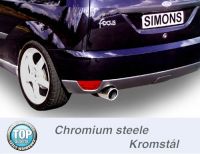 Simons Chrome steel Exhaust system 1x100 mm round Ford Focus I Hatchback 1.4/1.6 Model -8/04