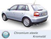 Simons Chromstahl Sport Auspuffanlage 2x80 mm rund fr Audi A3 ( 8L ) Turbo 1.8T/1.8Ti/1.9TDI Baujahr 96-5/03