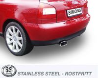 Simons Edelstahl Sport Auspuffanlage 85x150 mm flach oval fr Audi A3 (8L) Quattro 1.8/1.8T/1.9TDI Baujahr 96-5/03