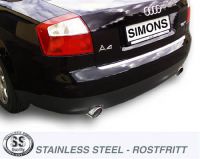 Simons Edelstahl Duplex Sport Auspuffanlage je 1x100 mm rund fr Audi A4 (B6) Limousine/Avant/Cabriolet Baujahr 01-04