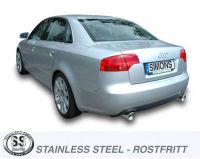 Simons Edelstahl Duplex Sport Auspuffanlage je 1x100 mm rund fr Audi A4 (B7) Limousine/Avant nicht Quattro 1.8T