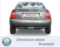 Simons Chromstahl Sport Auspuffanlage 2x80 mm rund fr Audi A4 (B5) Limousine/Avant 1,8T/1.9TDi/2.5TDi Baujahr 94-00