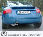 Simons Edelstahl Sport Auspuffanlage 1x100 mm rund fr Audi TT 8N 1.8T 180 PS Baujahr 98-6/06