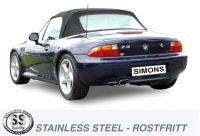 Simons Edelstahl Sport Auspuffanlage 70x140 mm flach oval fr BMW E36 Z3 1.8 8V Baujahr 96-98