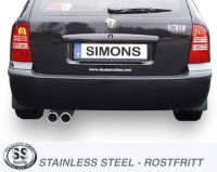 Simons Edelstahl Sport Auspuffanlage 2x80 mm rund fr Skoda Octavia Limousine/Kombi 1.8 Turbo/1.9TDI nicht RS