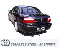 Simons Edelstahl Sport Auspuffanlage 2x80mm rund Opel Omega B Limousine 2.5i/2.6i/3.0i/3.2i ab Baujahr 10/99