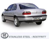 Simons Edelstahl Sport Auspuffanlage 2x80mm rund Opel Omega B Limousine 2.5i/3.0i Baujahr 94-9/99