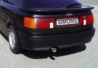 Simons aluminierte Stahl Sport Auspuffanlage 1x80mm Audi 80/90/Coupe Typ 89 1.6/1.8/1.9/2.0/2.2/2.3