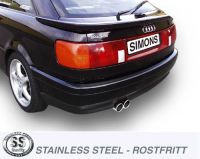 Simons Edelstahl Sport Endschalldmpfer 2x80mm Audi 80/90 Coupe Quattro & 20V 118kW/125kW/162kW/169kW