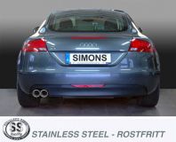 Simons Edelstahl Sport Auspuffanlage 2x90 mm rund Audi TTS 8J Quattro 2.0T Baujahr 06-