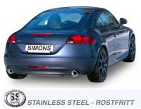 Simons Edelstahl Duplex Sport Auspuffanlage 1x100 mm rund Audi TT 8J 2WD 1.8/2.0T 160/200 PS Baujahr 06-