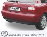 Simons Edelstahl Sport Auspuffanlage 2x80 mm rund fr Audi A3 ( 8L ) Turbo 1.8T/1.8Ti/1.9TDI Baujahr 96-5/03