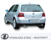 Simons Edelstahl Duplex Sport Auspuffanlage 2x100 mm rund fr Golf IV Turbo 1.8T/1.9TDI/1.9SDI Baujahr 96-