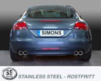 Simons Edelstahl Duplex Sport Auspuffanlage 2x90 mm rund Audi TTS 8J Quattro 2.0T Baujahr 06-07