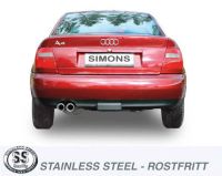 Simons Edelstahl Sport Auspuffanlage 2x80 mm rund fr Audi A4 (B5) Limousine/Avant 2.4 165PS/2.8 193PS Baujahr 98-00