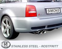 Simons Edelstahl Sport Auspuffanlage 2x90x120 mm oval fr Audi RS4 Quattro Limousine/Avant 2.7 380PS Baujahr 00-02