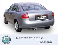 Simons Chromstahl Sport Auspuffanlage 2x80 mm rund fr Audi A6 (C5) Limousine/Avant 1,8T/1.9TDi/2.5TDi Baujahr 97-5/01