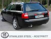 Simons Edelstahl Duplex Sport Endschalldmpfer 2x100 mm rund fr Audi A6 (C5) Quattro 1.8T/2.4/2.5TDi/ 2.7T/3.0 Baujahr 02-