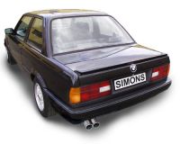 Simons aluminierte Stahl Sport Auspuffanlage 2x70 mm rund fr BMW E30 320i/323I/325i 6Zyl. Baujahr 10/82-9/87