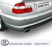 Simons Edelstahl Sport Auspuffanlage 1x85x150 mm flachoval fr BMW E46 Limousine/Coupe/Touring 316i/318i Baujahr 98-05