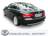 Simons Edelstahl Sport Auspuffanlage 2x70 mm rund fr BMW E92 Coupe 325i/330i Baujahr 05-2/07