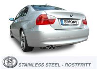 Simons Edelstahl Sport Auspuffanlage 2x80 mm rund fr BMW E90/E91/E92 Limousine / Touring / Coupe 318i/320i/320si Baujahr 05-