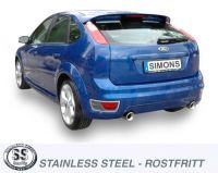 Simons Edelstahl Duplex Sport Auspuffanlage 1x100 mm rund fr Ford Focus ST 225PS Baujahr 06-