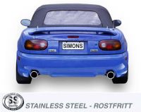 Simons Edelstahl Duplex Sport Auspuffanlage 1x100mm Mazda MX5 Coupe/Cabrio Typ NA 1.6i 16V/1.8i 16V Baujahr 89-98