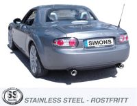 Simons Edelstahl Duplex Sport Endschalldmpfer 1x90mm Mazda MX5 (Miata) Typ NC Baujahr 05-