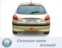 Simons Chromstahl Sport Endschalldmpfer 1x100mm rund Peugeot 206 1.4/1.6 XS Baujahr 98-