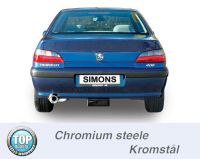 Simons Chromstahl Sport Auspuffanlage 1x100mm rund Peugeot 406 Limousine 2.0i Baujahr 96-