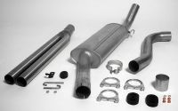 Simons aluminierte Stahl Sport Auspuffanlage 2x57mm rund Saab 900 Turbo 8V/16V Baujahr 79-88