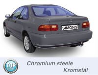 Simons Chromstahl Sport Auspuffanlage 1x100mm rund Honda Civic Limousine/Coupe 3/5 Trer 1.5-1.6 Baujahr 92-00 mit 2-Loch-Flansch