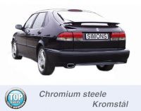 Simons Chromstahl Sport Auspuffanlage 1x70/140mm flachoval Saab 9-3 2.0T Coupe/Cabrio Baujahr 98-02