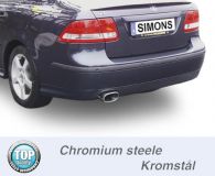 Simons Chromstahl Sport Auspuffanlage 1x85/150mm flachoval Saab 9-3 2.0T-Aero SportLimousine/SportCombi/Cabriolet Baujahr 03-