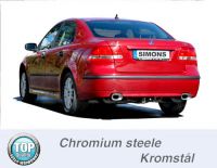 Simons Chromstahl Duplex Sport Auspuffanlage 1x85/150mm flachoval Saab 9-3 1.8T/2.0T/2.0T-Aero SportLimousine/SportCombi/Cabriolet Baujahr 04-