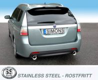 Simons Edelstahl Duplex Sport Auspuffanlage 1x100mm rund Saab 9-3X 2.0T XWD SportCombi Baujahr 09-