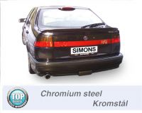 Simons Chromstahl Sport Auspuffanlage 1x90mm rund Saab 9000 CS Turbo 2.0/2.3/Aero Baujahr 92-