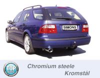 Simons Chromstahl Sport Auspuffanlage 1x90/120mm oval Saab 9-5 Turbo 2.0/2.3 Limousine/Caravan Baujahr 02-