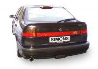 Simons aluminierte Stahl Sport Auspuffanlage 1x90mm rund Saab 9000 CS Turbo 2.0/2.3/Aero Baujahr 92-