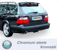 Simons Chromstahl Sport Auspuffanlage 1x90/120mm oval Saab 9-5 Turbo 2.0/2.3/Aero Limousine/Caravan/SportCombi Baujahr 04-