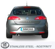 Simons Edelstahl Sport Auspuffanlage 90/140 mm oval fr Seat Leon 2.0TFSI/TFSi-FR Baujahr 06-