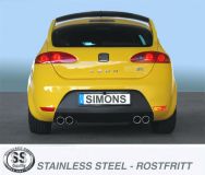 Simons Edelstahl Duplex Sport Auspuffanlage 2x80mm rund fr Seat Leon Cupra 2.0TFSI Baujahr 06-