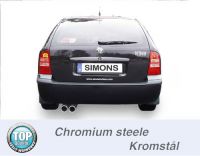 Simons Chromstahl Sport Auspuffanlage 2x80 mm rund fr Skoda Octavia Limousine/Kombi 1.8 Turbo/1.9TDI nicht RS