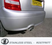 Simons Edelstahl Sport Auspuffanlage 70/140 mm flachoval fr Skoda Fabia I (Mk1) RS/vRS Baujahr 03-07