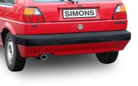 Simons aluminierte Stahl Sport Auspuffanlage 1x70/90 mm oval fr VW Golf II 1.3/1.6/1.8 8V Baujahr 9/83-91